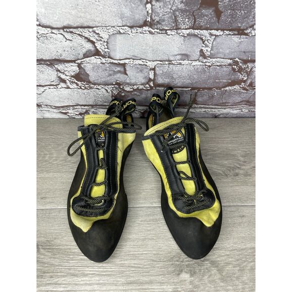 La Sportiva Vibram Miura Black Synthetic Yellow Climbing Shoes Men 10.5M US/43.5 - Picture 3 of 16